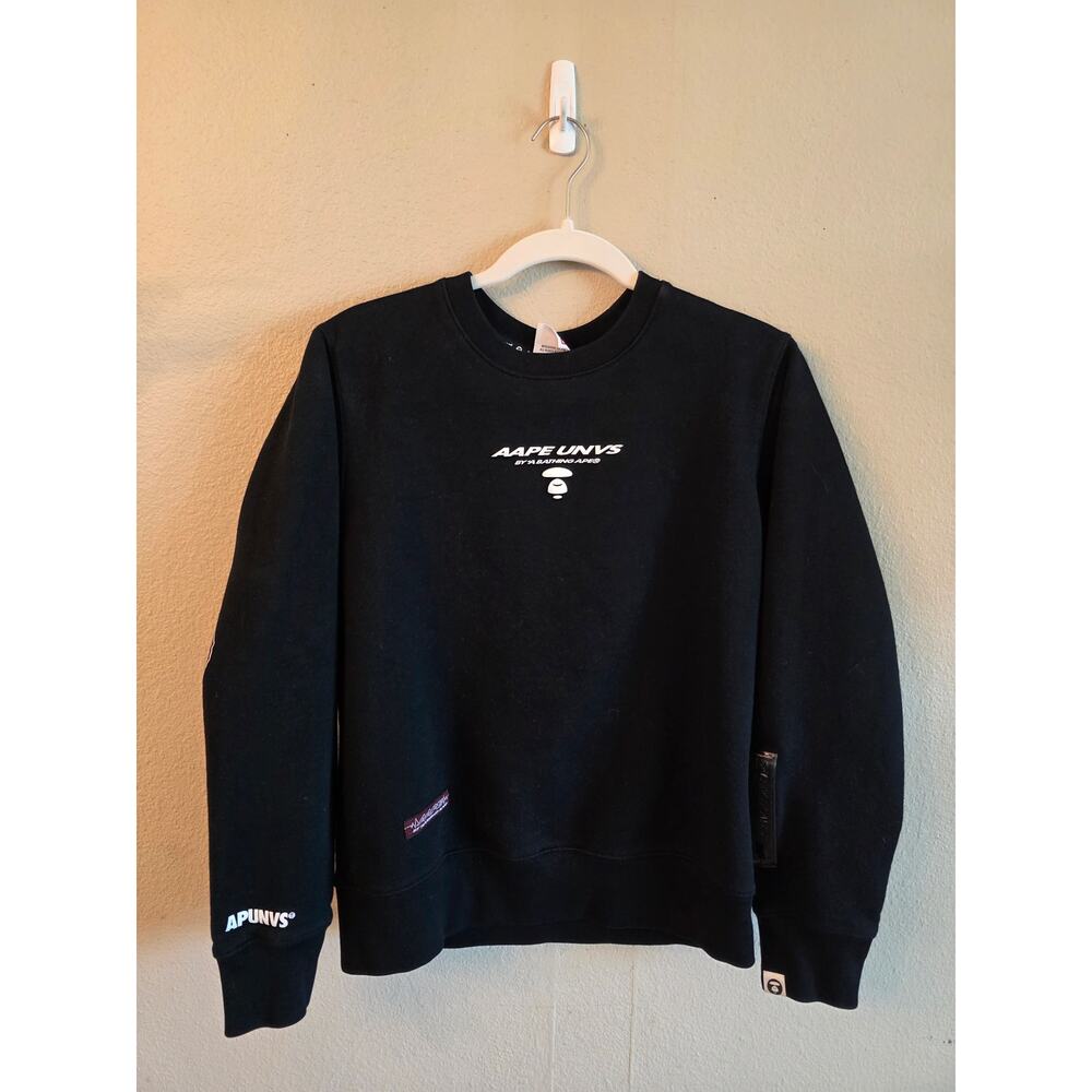 Aape by Bathing Ape Black Crewneck Graphic Print Sweatshirt SZ Medium